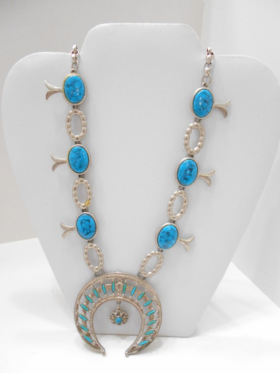 Vintage Faux Turquoise Southwestern Style Necklac… - image 1