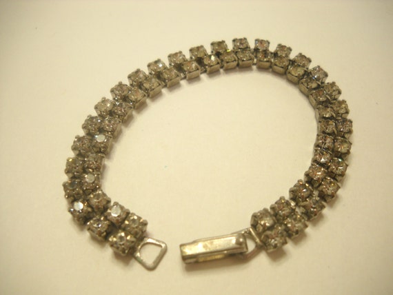 Vintage Double Strand Rhinestone Bracelet (4518) View 4