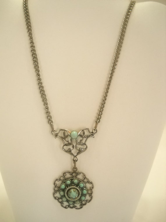 Vintage Faux Turquoise Necklace (5381) - image 2