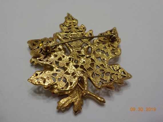 Vintage KC (Kenneth Cole) Enamel Leaf Brooch (407… - image 3