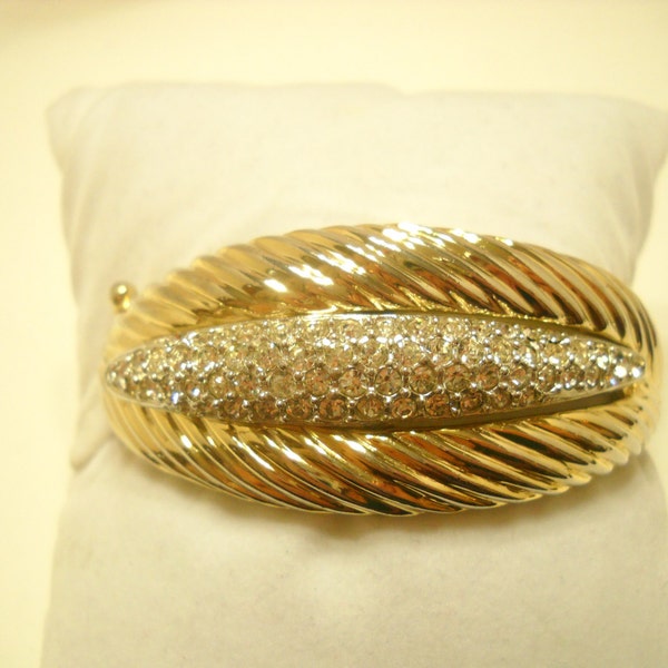 Gorgeous Clear Rhinestone Hinged Cuff Bracelet By Ledo (5379) Polcini