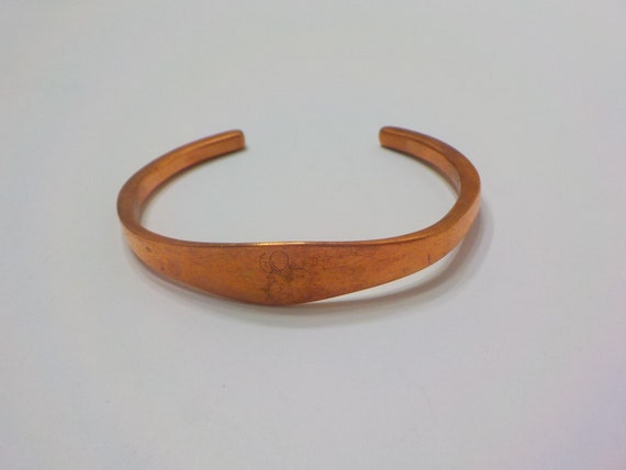 Vintage Copper Cuff Bracelet (2663) Initial "L" - image 1
