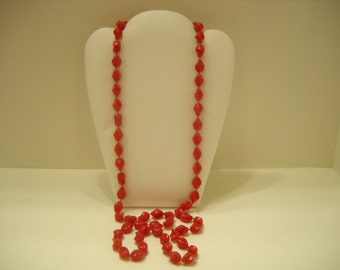 Vintage 1970s Red "Holiday" Necklace by Sarah Coventry (2587) 36" Long