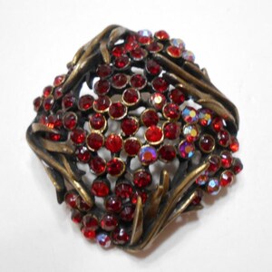 Vintage "Karu Arke" Red Rhinestone Brooch (4796) (BP) Classic! image 2