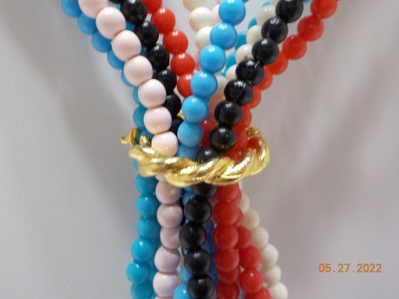 Vintage Seven Strands Tiny Beaded Necklaces (738)… - image 1