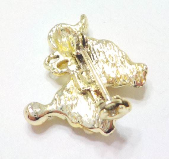 Vintage Tiny Gold Tone French Poodle Brooch (9304… - image 3