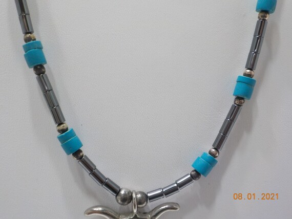 Vintage 22" Plastic Hematite Beaded Necklace (253… - image 3