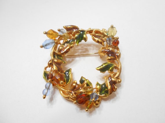 Vintage KC (Kenneth Cole) Wreath Brooch (8718) - image 1