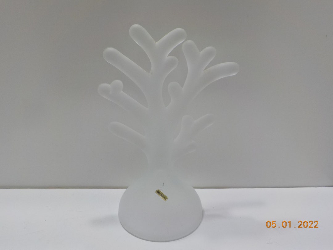 Vintage Frosted Glass Jewelry Tree 19 Jewelry Display Etsy