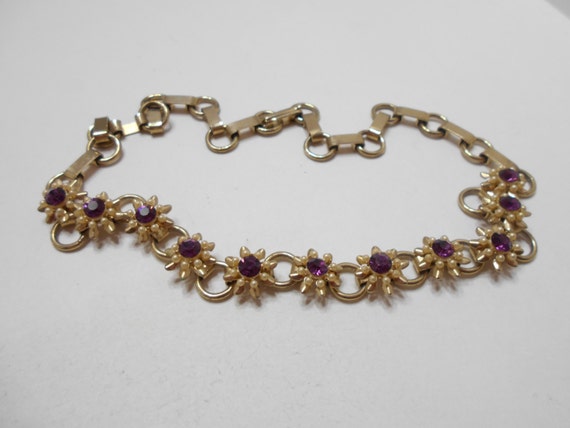 Vintage Amethyst Rhinestone Choker Necklace (7181… - image 4