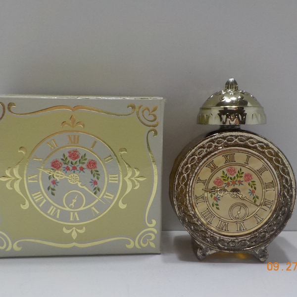 Vintage Avon Beautiful Awakening Clock Decanter (16-A) 3 fl. oz. Elusive Cologne--Full Decanter