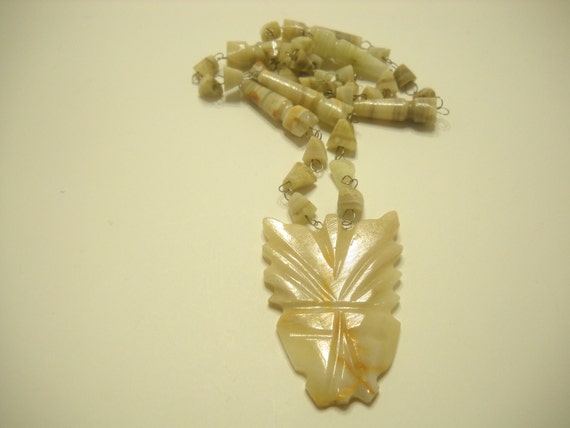 Vintage Hand Carved Onyx Necklace (4188) - image 3