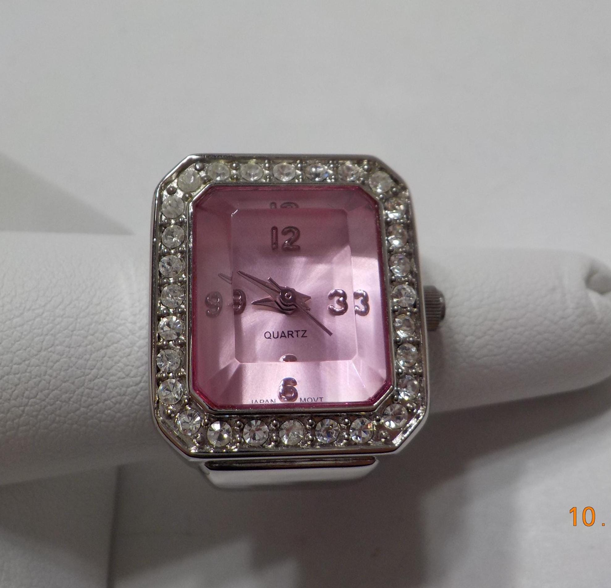 Vintage Quartz Ring Watch (2592) Japan Movement--rhinestones Vintage Quartz Ring Watch (2592) Japan Movement--rhinestones
