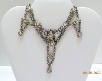 Gorgeous Vintage Rhinestone Bib Necklace (6144) Choker Bib