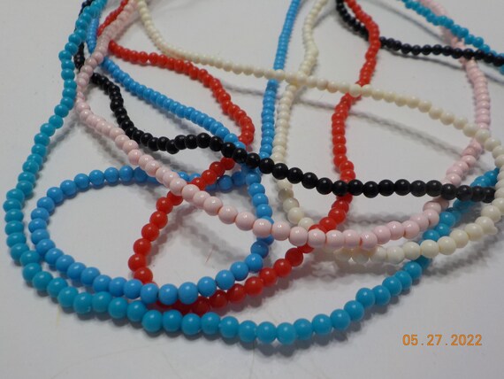 Vintage Seven Strands Tiny Beaded Necklaces (738)… - image 4