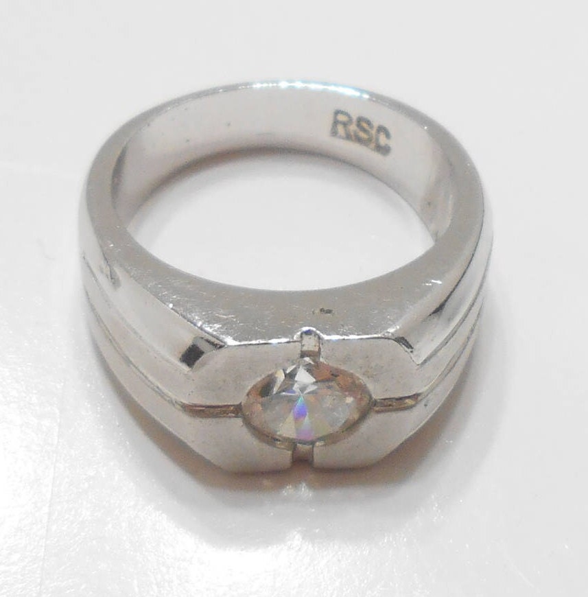 Vintage RSC Cubic Zirconia Mens Ring (637) Size 10 1/2 - Etsy Vintage RSC Cubic Zirconia Mens Ring (637) Size 10 1/2 - Etsy