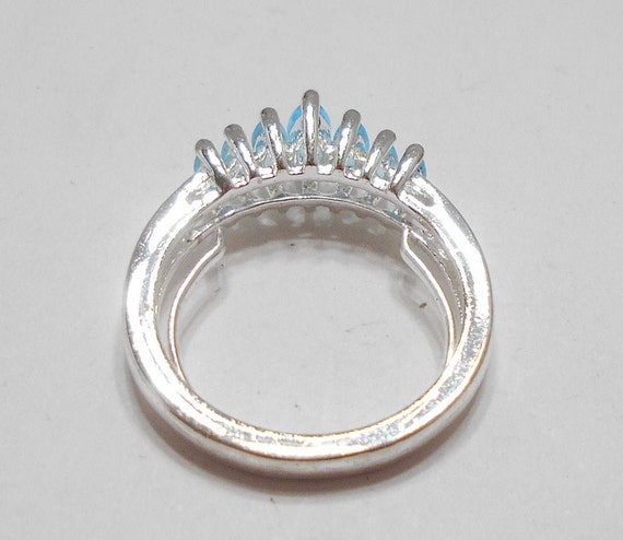 Vintage Blue Crystal Navette Ring (6107) Size 8.5 - image 5