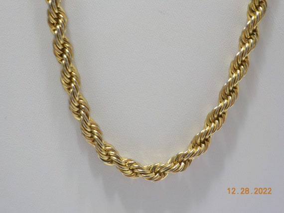 Vintage 24 Gold Tone Twisted Rope Chain Necklace 7188 14KGP Etsy