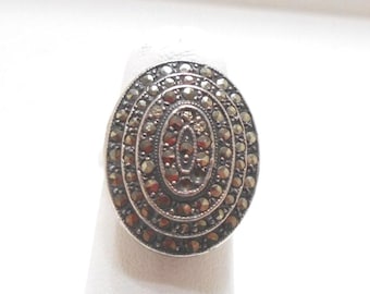 Vintage Art Deco, Sterling Marcasite Ring (181) Size 7.5