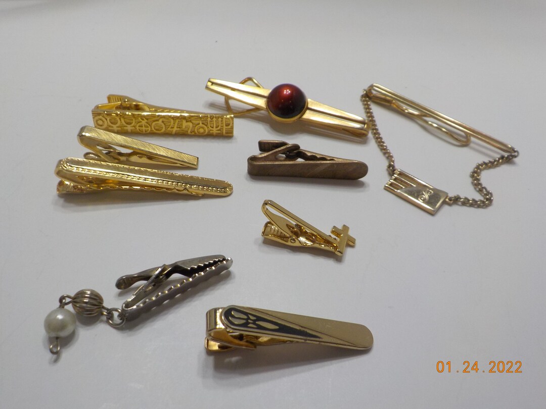 Vintage Tie Clips 8247 Nine Tie Clips Etsy