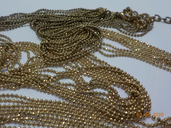 Vintage 34" Nine Strands Necklace (7424) Two-Tone… - image 5