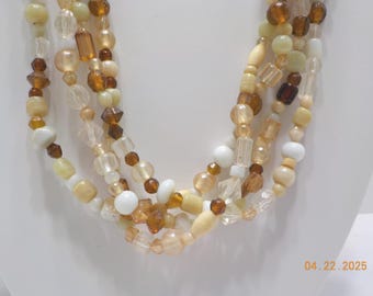 Four Strand Choker Necklace (4172) Glass And Plastic Beads