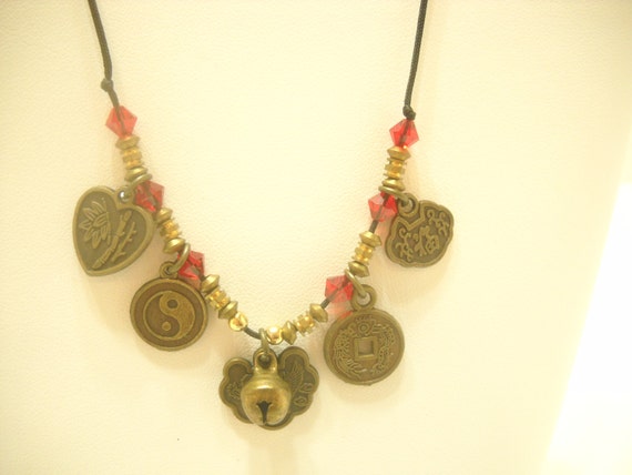 Vintage Oriental Demi Parure--Necklace And Bracelet (804) Oriental Charms View 2