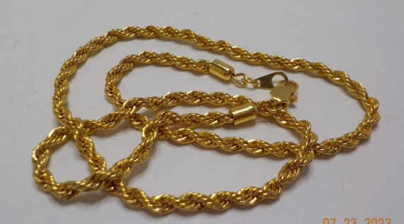Vintage 16" Gold Tone Chain Choker Necklace (1514… - image 4
