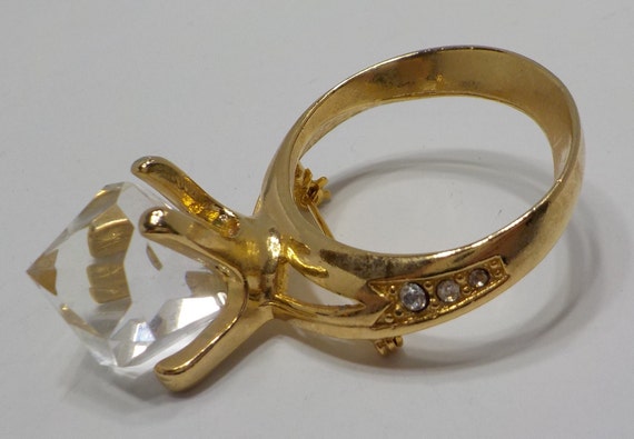 Vintage Large Crystal Engagement Ring Brooch (451… - image 6