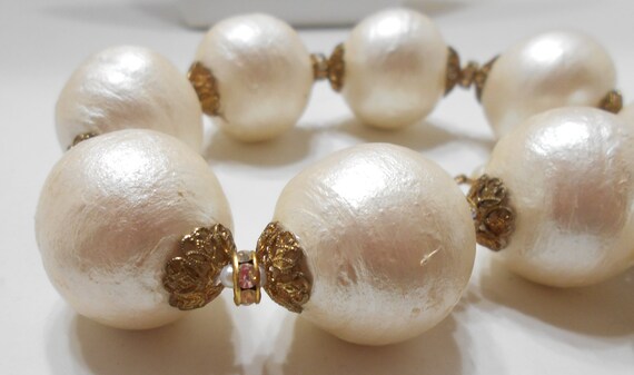 Gorgeous Vintage Textured Faux Pearl Choker Neckl… - image 4