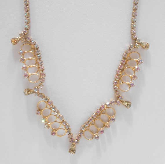 Gorgeous Scalloped Rhinestone Choker Necklace Dem… - image 4