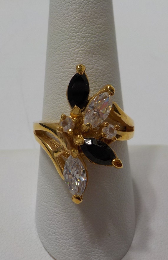 Vintage 18KGF Rhinestone Ring 5812 Size 9 Etsy