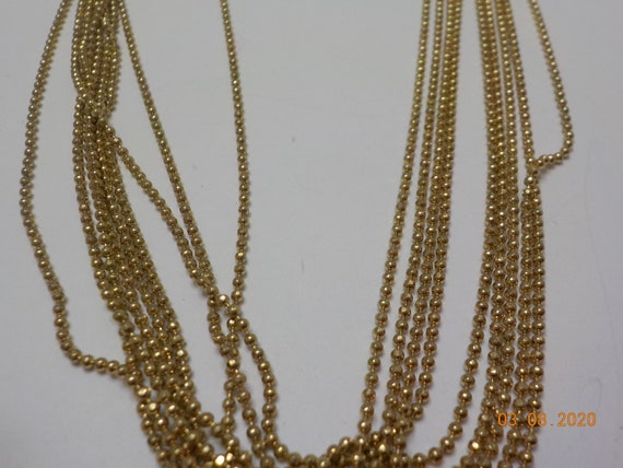 Vintage 34" Nine Strands Necklace (7424) Two-Tone… - image 3