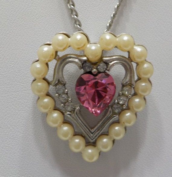 ★関税込★VINTAGE HOLLYWOOD★Bumpy Heart Half Pearl Necklace 42DA2E32-2581-4D6B-AFB7-
