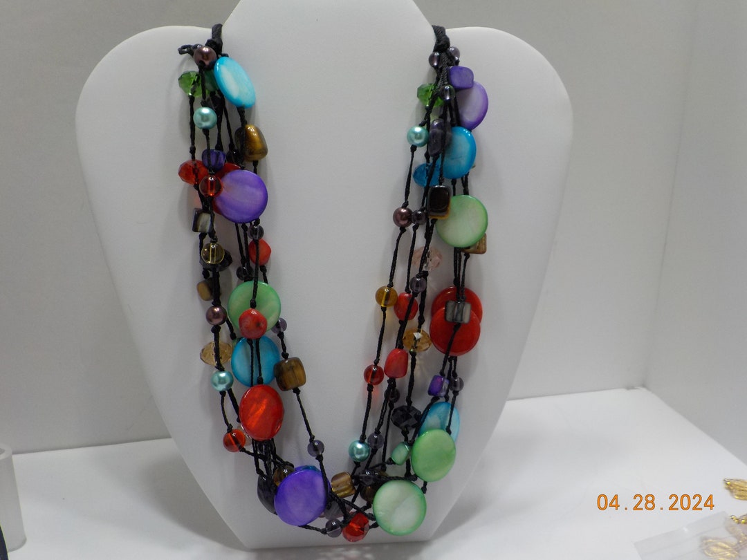 Vintage Premier Designs Seven Strand Necklace (8092) 19" With 4 ...