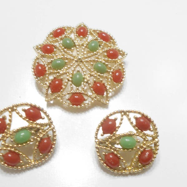Vintage Sarah Coventry Demi Parure (8327) Acapulco Brooch & Clip Earrings