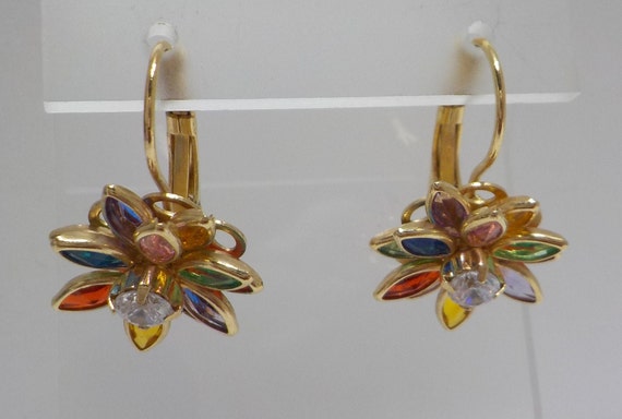 Vintage Multi Colored Crystal Earrings (7992) Cry… - image 3