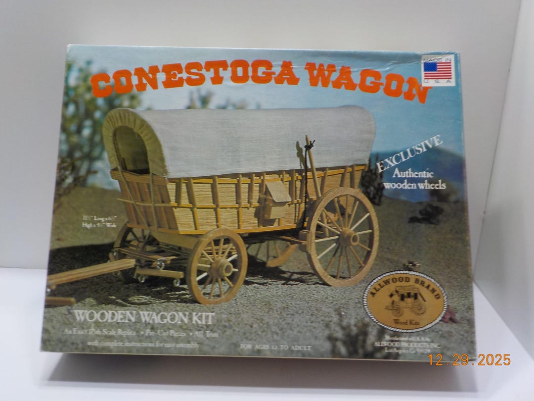 Vintage 1977 Allwood Brand Conestoga Wagon (BP) Wooden Wagon Kit ...