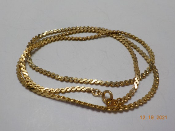 Vintage Gold Tone Flat Chain Necklace (7433) 24" … - image 3