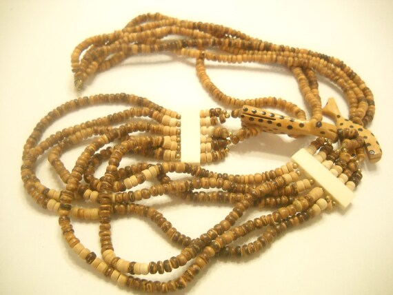 Vintage Wooden Beaded Necklace (5360) Wooden Gira… - image 5