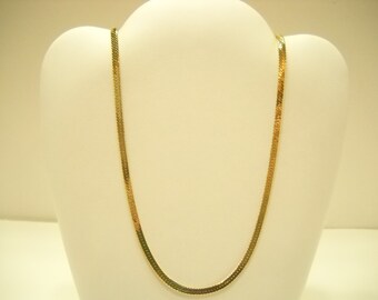 Vintage 20" Gold Tone Flat Chain Necklace (8438)