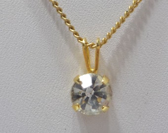 Vintage Sparkly Rhinestone Pendant Necklace (448) Pretty!