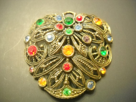 Vintage Art Deco, Colored Rhinestones Scarf Clip … - image 1