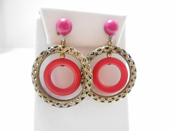 Vintage Double Dangle Clip Earrings (2227) - image 1