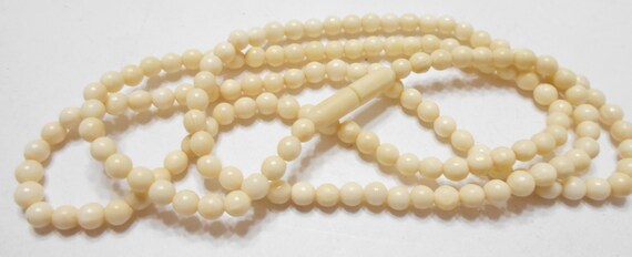 Vintage 24" Beige Beaded Necklace (6016) Tiny Bea… - image 4