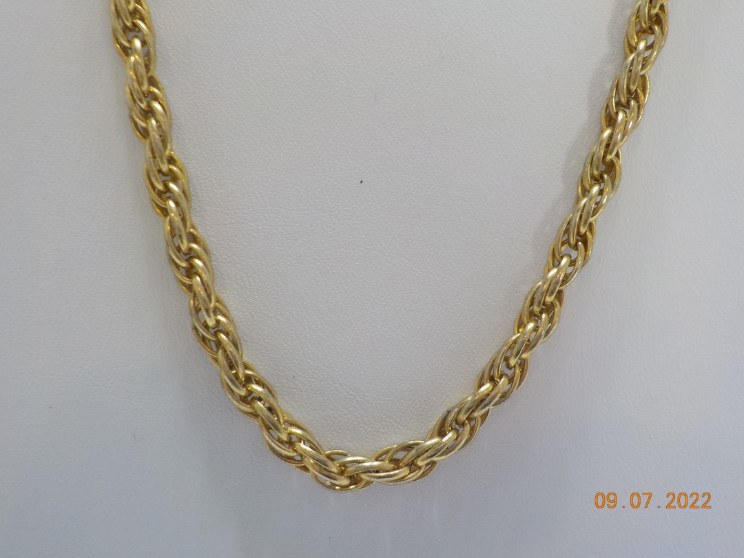 Vintage 1980's Merlite (M) Designer Flat Chain Textured Gold