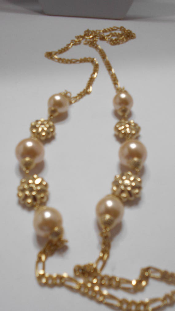 Gorgeous 15mm Faux Pearl Chain Necklace (4552) - image 2