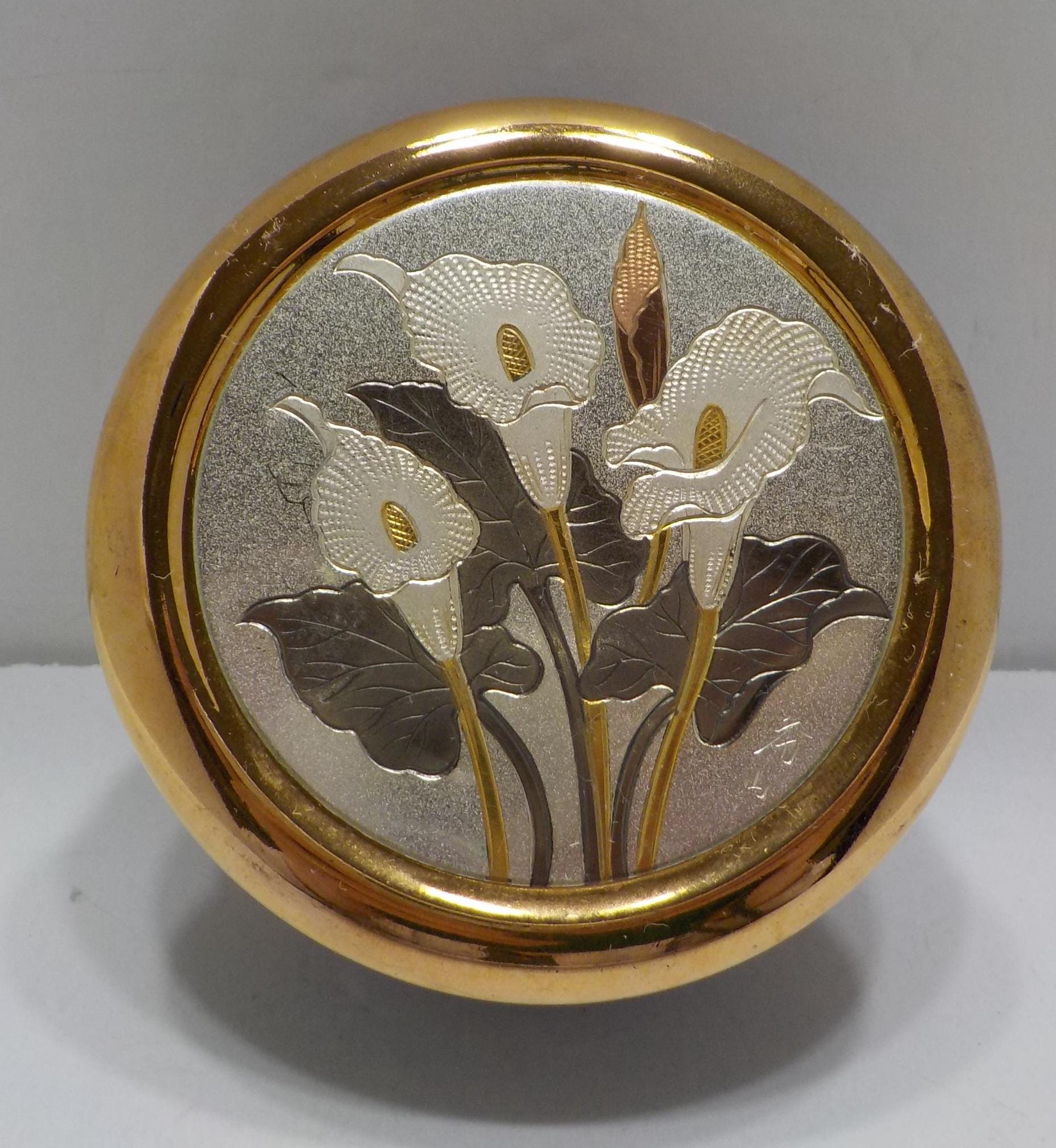 最終決算 Dish Trinket Chokin of Art the Vintage (8) Lilies--24k Cala 置物