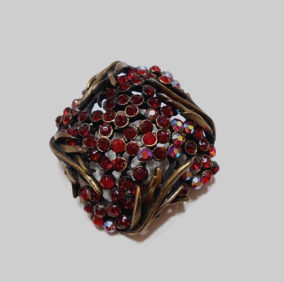 Vintage "Karu Arke" Red Rhinestone Brooch (4796) (BP) Classic!