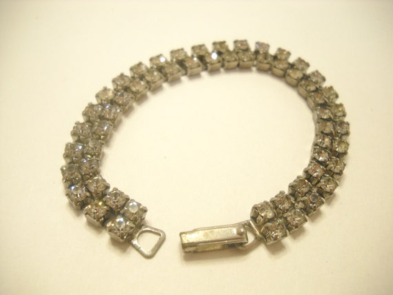 Vintage Double Strand Rhinestone Bracelet (4518) View 3